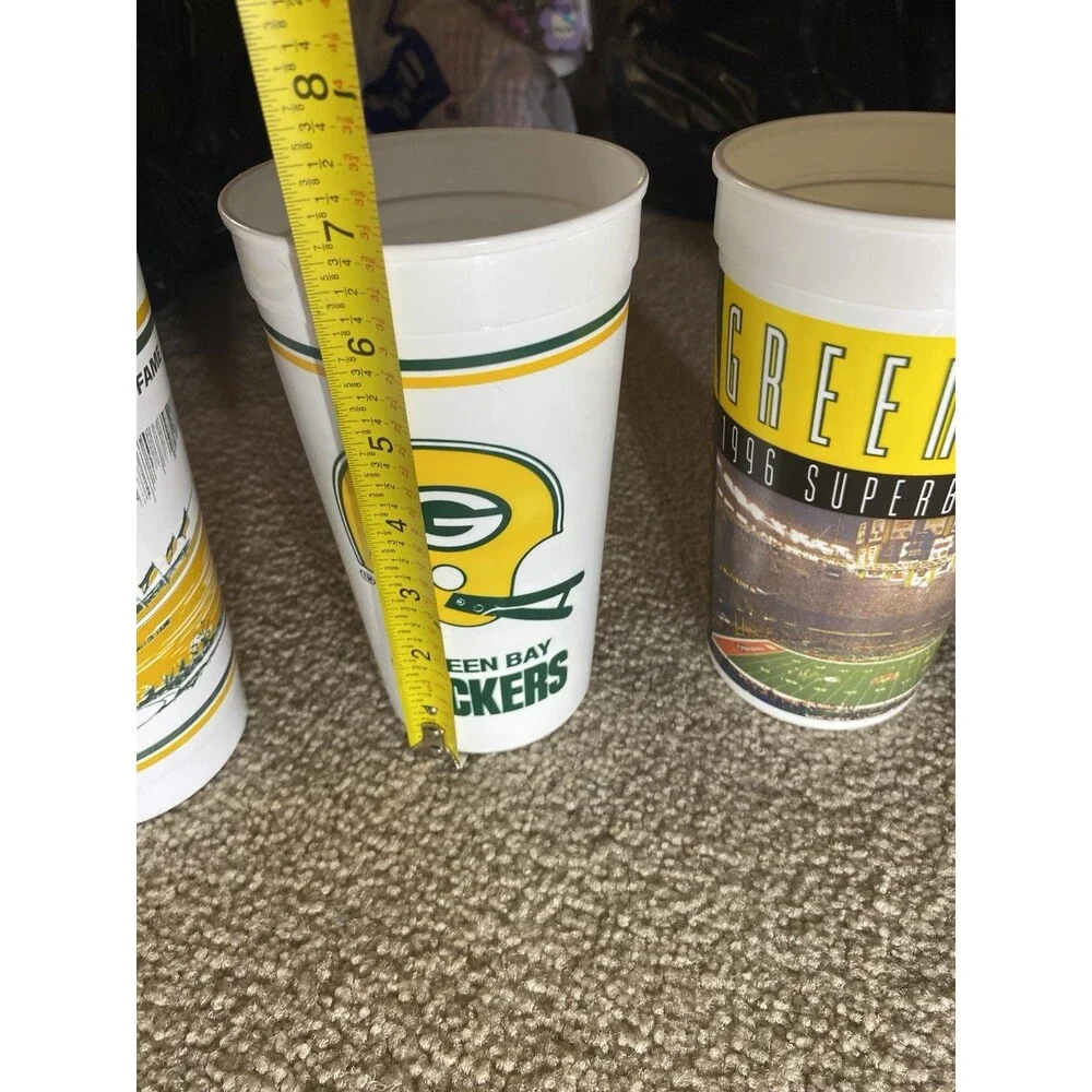 Lot of 14 Vintage Green Bay Packers Cups 1996 Super Bowl XXXI Schedule HOF